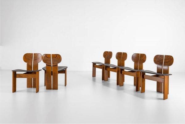 AFRA E TOBIA SCARPA : Sei sedie mod. Africa della serie Artona  - Asta Design200 - Associazione Nazionale - Case d'Asta italiane