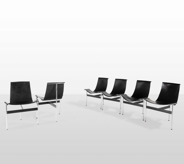 William Katavolos, Ross Little e Douglas Kelly : Sei sedie mod. T-Chair  - Asta Design200 - Associazione Nazionale - Case d'Asta italiane