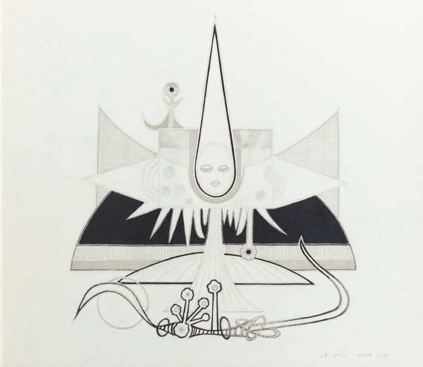 PONTE CORVO (Raffaele Pontecorvo) Roma 1910 - 1983 Torino : Figura surreale  - Asta Grafica - Associazione Nazionale - Case d'Asta italiane