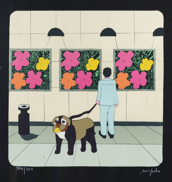 UGO NESPOLO Mosso Santa Maria (VC) 1941 : Visita alla mostra di Warhol  - Asta Grafica - Associazione Nazionale - Case d'Asta italiane