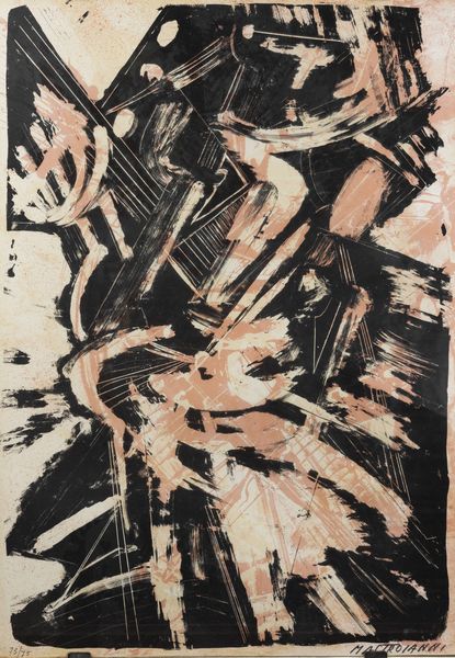 UMBERTO MASTROIANNI Fontana Liri (FR) 1910 - 1998 Marino (Roma) : Composizione astratta  - Asta Grafica - Associazione Nazionale - Case d'Asta italiane