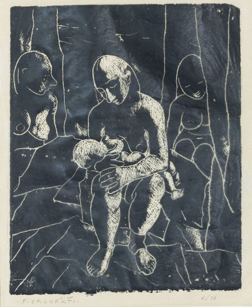 FELICE CASORATI Novara 1883 - 1963 Torino : Maternit 1952  - Asta Grafica - Associazione Nazionale - Case d'Asta italiane