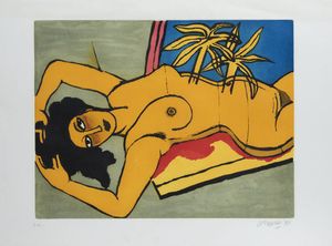 CORNEILLE (GUILLAUME CORNELIS VAN BEVERLOO) Liegi (Belgio) 1922 - 2010 Parigi - Nuda sdraiata 1994