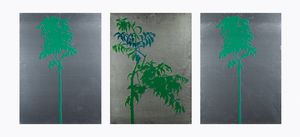 GINO MAROTTA Campobasso 1935 - 2012 Roma - Lotto di tre rotoflessografie originali su lastra rigida in alluminio A) Natura artificiale ottobre 1973 B) Albero artificiale giugno 1972 C) Albero artificiale giugno 1972