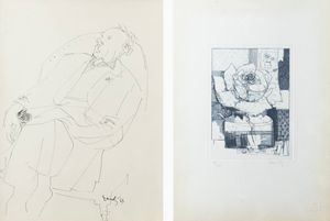 FERNANDO EANDI Torino 1926 - 2018 - a) Vaso con rosa b) Figura 1965