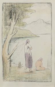 CARLO CARRA' Quargnento (AL) 1881 - 1966 Milano - Donna al lago 1944