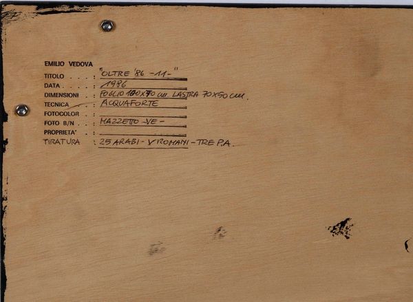 EMILIO VEDOVA : Oltre '86-11  - Asta Prints and Multiples - Associazione Nazionale - Case d'Asta italiane