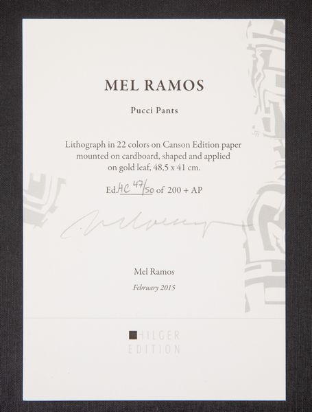 MEL RAMOS : Pucci Pants  - Asta Prints and Multiples - Associazione Nazionale - Case d'Asta italiane