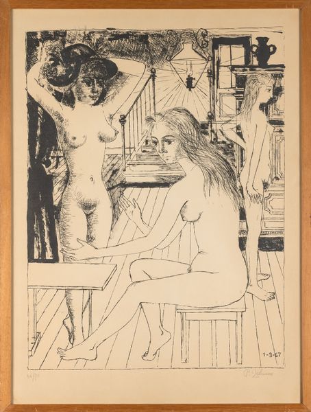 Paul Delvaux : Nudi femminili in un interno  - Asta Prints and Multiples - Associazione Nazionale - Case d'Asta italiane