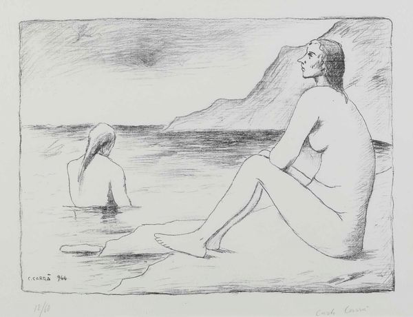 Carlo Carrà : Donne al mare  - Asta Prints and Multiples - Associazione Nazionale - Case d'Asta italiane