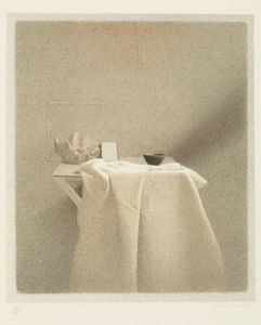 Gianfranco Ferroni : Tavolino con oggetti  - Asta Prints and Multiples - Associazione Nazionale - Case d'Asta italiane