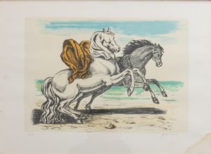 Giorgio de Chirico : Cavalli sulla spiaggia  - Asta Prints and Multiples - Associazione Nazionale - Case d'Asta italiane