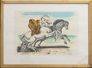 Giorgio de Chirico : Cavalli sulla spiaggia  - Asta Prints and Multiples - Associazione Nazionale - Case d'Asta italiane