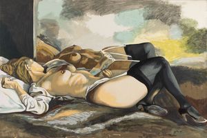 Renato Guttuso - Nudo sdraiato con calze nere