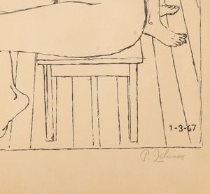 Paul Delvaux : Nudi femminili in un interno  - Asta Prints and Multiples - Associazione Nazionale - Case d'Asta italiane