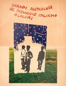 MARIO SCHIFANO - Grande particolare del paesaggio italiano a colori