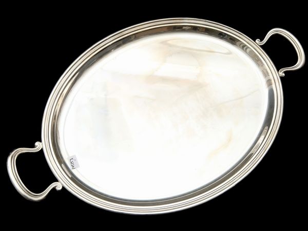 Vassoio ovale in metallo argentato  - Asta L'Arte di Arredare - Associazione Nazionale - Case d'Asta italiane