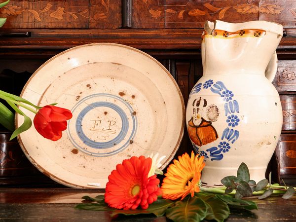 Bacile con brocca in terracotta invetriata  - Asta L'Arte di Arredare - Associazione Nazionale - Case d'Asta italiane