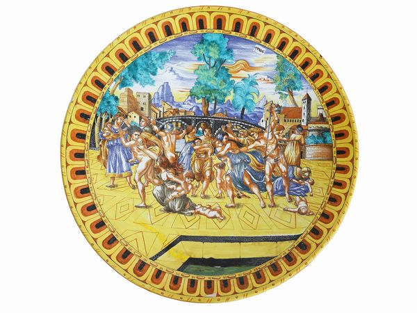 Grande piatto da parata in terracotta smaltata  - Asta L'Arte di Arredare - Associazione Nazionale - Case d'Asta italiane