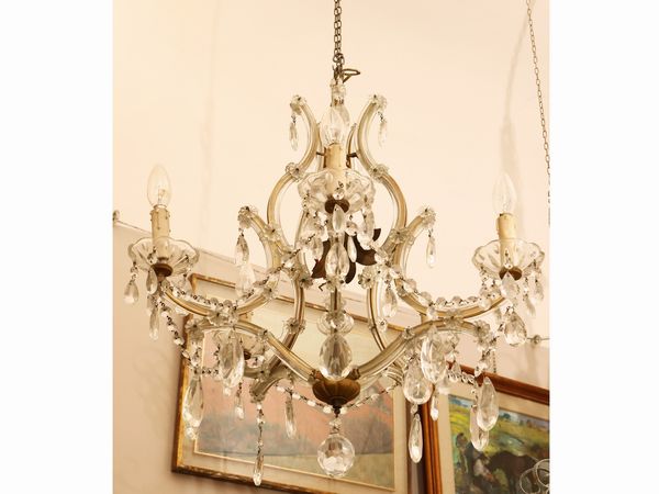 Lampadario con dettagli in cristallo  - Asta L'Arte di Arredare - Associazione Nazionale - Case d'Asta italiane