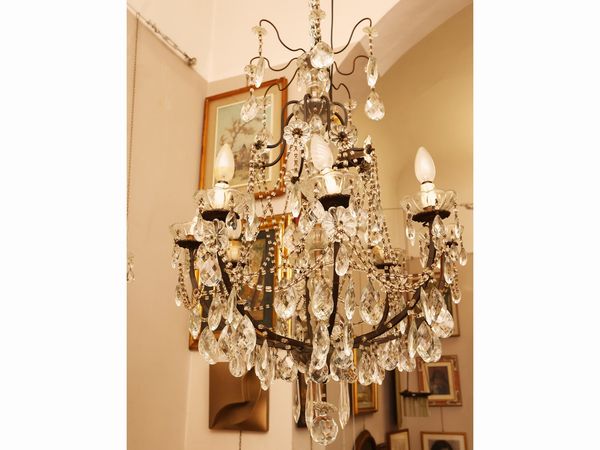 Lampadario in metallo e cristallo  - Asta L'Arte di Arredare - Associazione Nazionale - Case d'Asta italiane