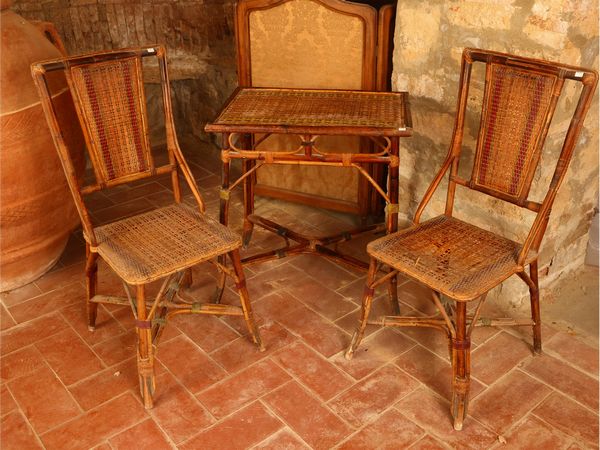 Finimento da giardino in midollino policromo  - Asta L'Arte di Arredare - Associazione Nazionale - Case d'Asta italiane