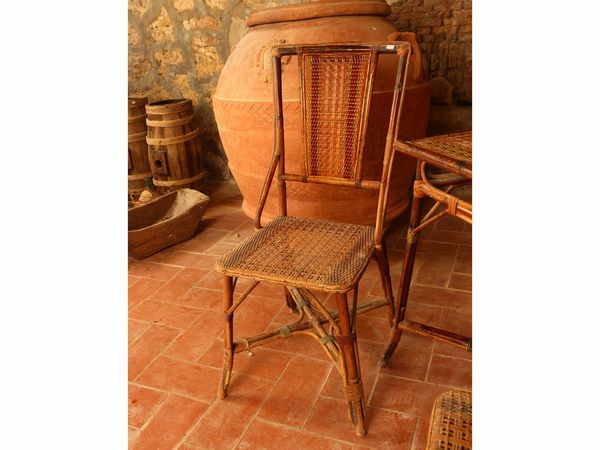 Finimento da giardino in midollino policromo  - Asta L'Arte di Arredare - Associazione Nazionale - Case d'Asta italiane