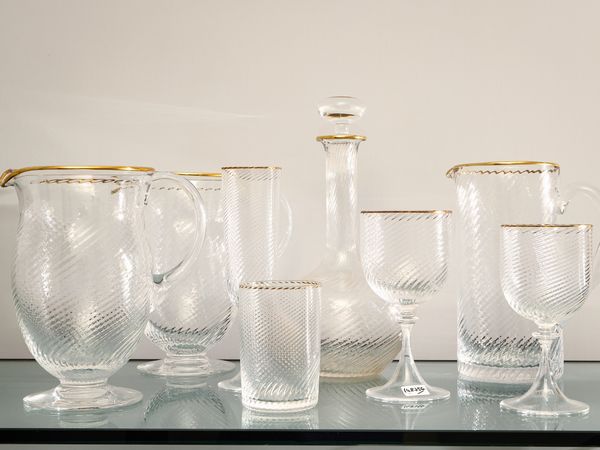 Servizio di bicchieri in vetro soffiato di Murano  - Asta L'Arte di Arredare - Associazione Nazionale - Case d'Asta italiane