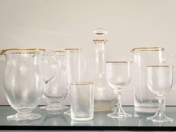 Servizio di bicchieri in vetro soffiato di Murano  - Asta L'Arte di Arredare - Associazione Nazionale - Case d'Asta italiane