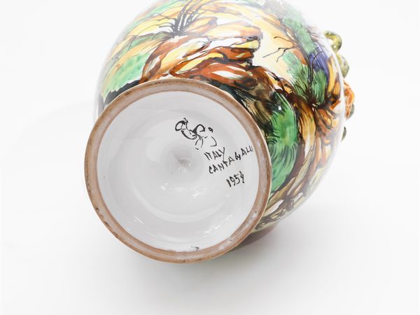 Vaso con vassoio in terracotta invetriata, Cantagalli  - Asta L'Arte di Arredare - Associazione Nazionale - Case d'Asta italiane