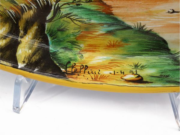 Vaso con vassoio in terracotta invetriata, Cantagalli  - Asta L'Arte di Arredare - Associazione Nazionale - Case d'Asta italiane