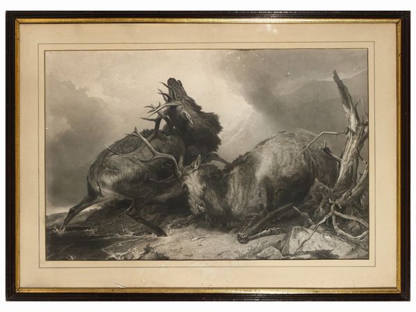 Henry Thomas Ryall : La morte del cervo e il combattimento  - Asta L'Arte di Arredare - Associazione Nazionale - Case d'Asta italiane