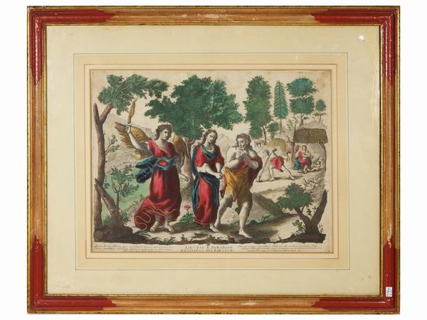 Adamo ed Eva cacciati dal paradiso terrestre - Creazione di Adamo  - Asta L'Arte di Arredare - Associazione Nazionale - Case d'Asta italiane
