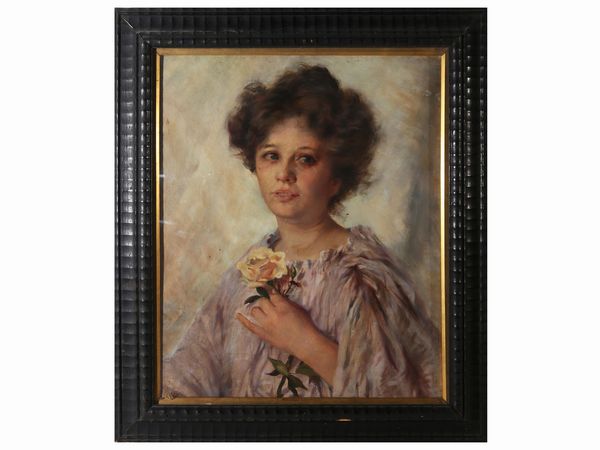 Scuola lombarda : Ritratto femminile  - Asta L'Arte di Arredare - Associazione Nazionale - Case d'Asta italiane