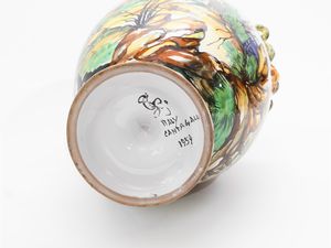 Vaso con vassoio in terracotta invetriata, Cantagalli  - Asta L'Arte di Arredare - Associazione Nazionale - Case d'Asta italiane
