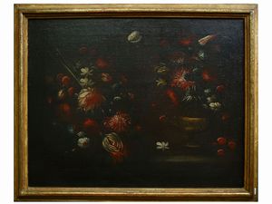 SCUOLA LOMBARDA DEL XVII SECOLO : Nature morte con fiori  - Asta L'Arte di Arredare - Associazione Nazionale - Case d'Asta italiane
