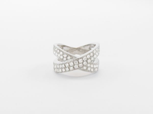 Fascia in oro bianco con diamanti  - Asta Gioielli e orologi - Associazione Nazionale - Case d'Asta italiane