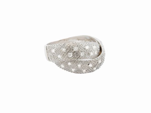 Anello a fascia in oro bianco con diamanti  - Asta Gioielli e orologi - Associazione Nazionale - Case d'Asta italiane