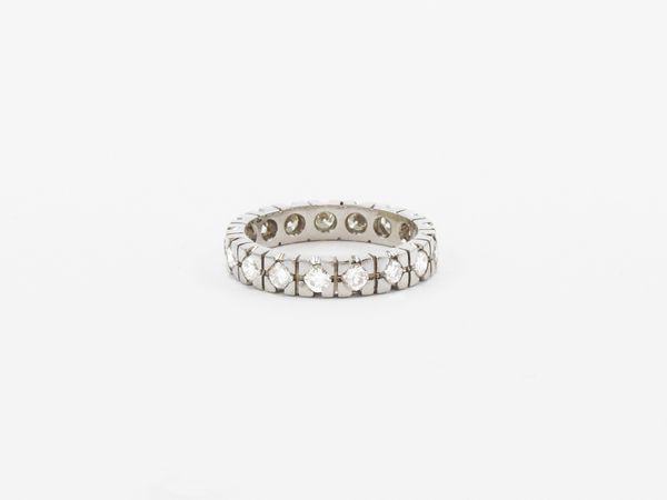 Fedina in oro bianco con diamanti  - Asta Gioielli e orologi - Associazione Nazionale - Case d'Asta italiane