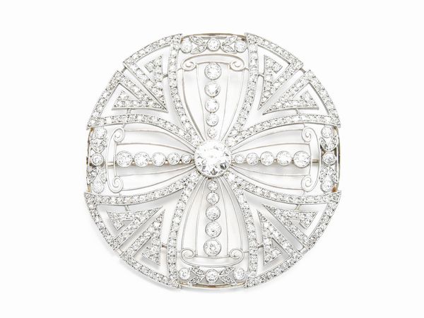 Spilla pendente dec in platino con diamanti  - Asta Gioielli e orologi - Associazione Nazionale - Case d'Asta italiane