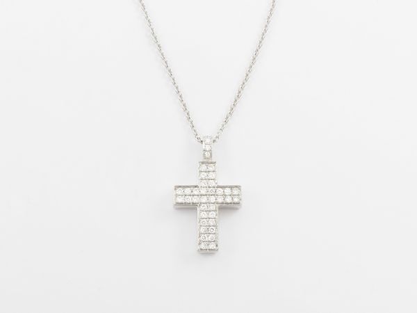 Catenina e pendente a croce Cielo Gioielli in oro bianco con diamanti  - Asta Gioielli e orologi - Associazione Nazionale - Case d'Asta italiane