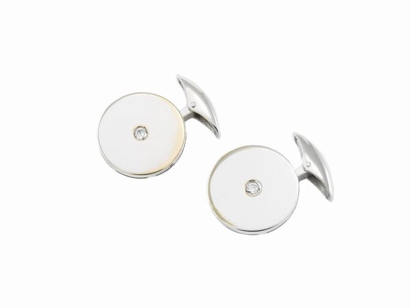 Coppia di gemelli in oro bianco con diamanti  - Asta Gioielli e orologi - Associazione Nazionale - Case d'Asta italiane