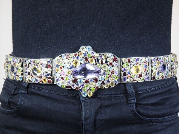 Cintura indiana in argento con gemme multicolore  - Asta Gioielli e orologi - Associazione Nazionale - Case d'Asta italiane