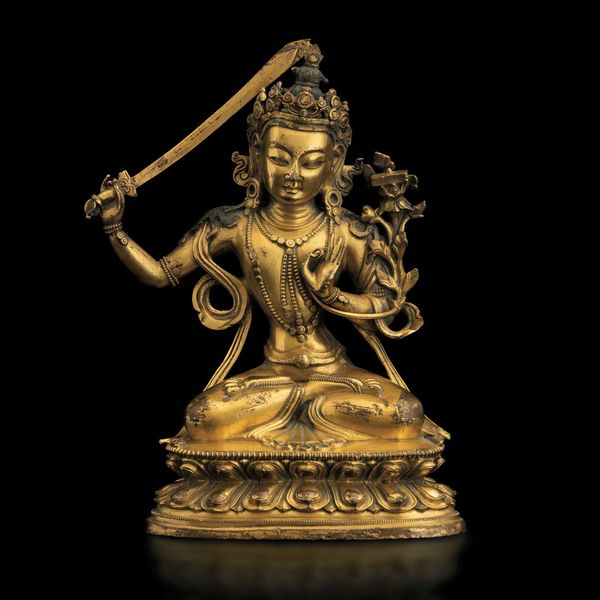 Figura di divinit� con spada in bronzo dorato, Cina, Dinastia Qing, XVIII secolo  - Asta Fine Chinese Works of Art - Associazione Nazionale - Case d'Asta italiane