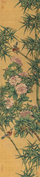 Dipinto su seta raffigurante uccellini tra rami in fiore e iscrizione, Cina, Dinastia Qing, XIX secolo  - Asta Fine Chinese Works of Art - Associazione Nazionale - Case d'Asta italiane