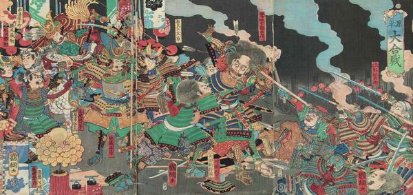 Trittico composto da tre xilografie su carta raffigurante guerrieri, Giappone, periodo Meiji (1868-1912)  - Asta Fine Chinese Works of Art - Associazione Nazionale - Case d'Asta italiane