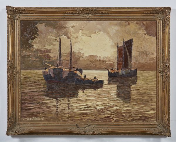 ARNOLD-GRABON� GEORG (1896 - 1982) : Marina con barche  - Asta Asta 401 | ARTE ANTICA E DEL XIX SECOLO Online - Associazione Nazionale - Case d'Asta italiane