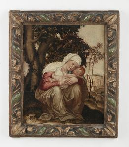 ARTISTA TOSCANO DEL XVI SECOLO : Madonna della tenerezza  - Asta Asta 401 | ARTE ANTICA E DEL XIX SECOLO Online - Associazione Nazionale - Case d'Asta italiane