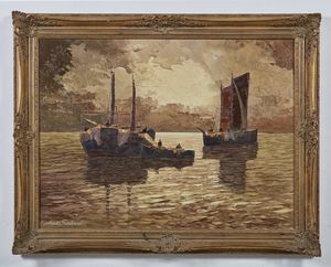 ARNOLD-GRABON� GEORG (1896 - 1982) - Marina con barche