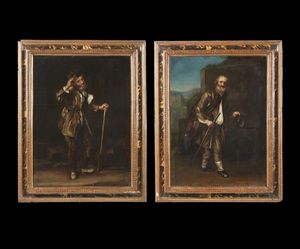 ARTISTA DEL XVII SECOLO - Coppia di dipinti raffiguranti mendicanti